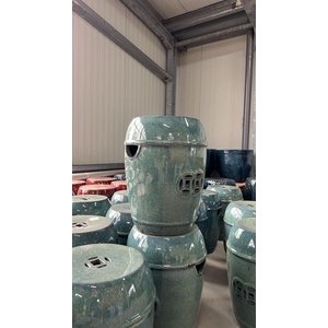 Glazed garden stool - green