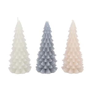 Frosty Grey Mix X-mas Tree Candle 9x20cm Ass