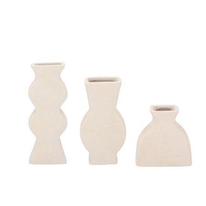 Lisboa White Vase Organic S/3 6x11/9x6x18/9x6x24