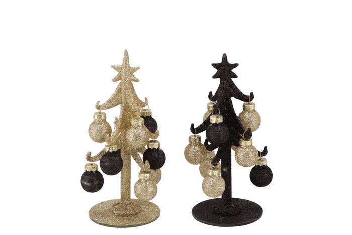 <h4>Sparkly Black/champagne X-mas Tree Ass 7x15cm</h4>