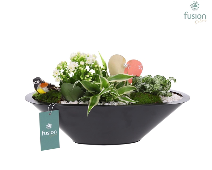 <h4>Schaal zink antraciet met Arrangement Love</h4>