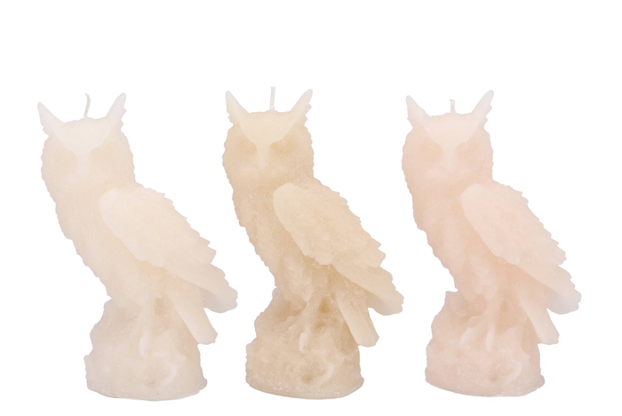 Candle Frosty Sitting Owl Cozy Sand Mix 7x17cm