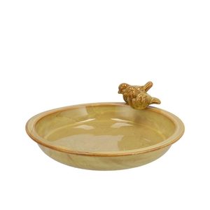 Iron Stone Bird Bowl Glazed Ochre 28x5cm Nm