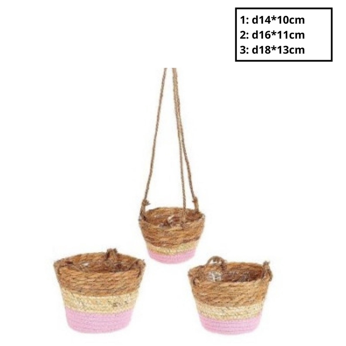 <h4>Basket sets Makka hanging basket S/3 d18*13cm</h4>