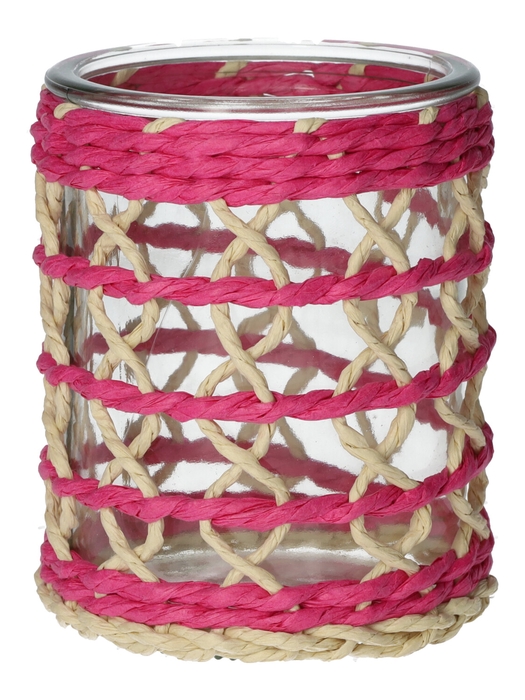 <h4>DF02-740484700 - Candle holder Vina d8/8.5xh10 fuchsia/natural</h4>