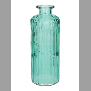 DF02-666113100 - Bottle Caro lines d4.5/7.5xh20 turquoise transparent