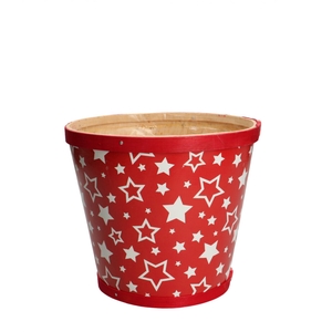 Kerst Hout Stars pot d17*15cm