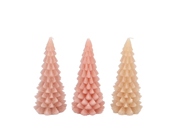 Candle Frosty X-mas Tree Warm Sand Mix 6x12cm Ass