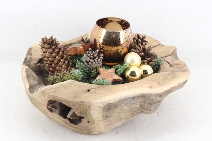 <h4>arr5 Kerst MB - Teak schaal Gold bolwax</h4>