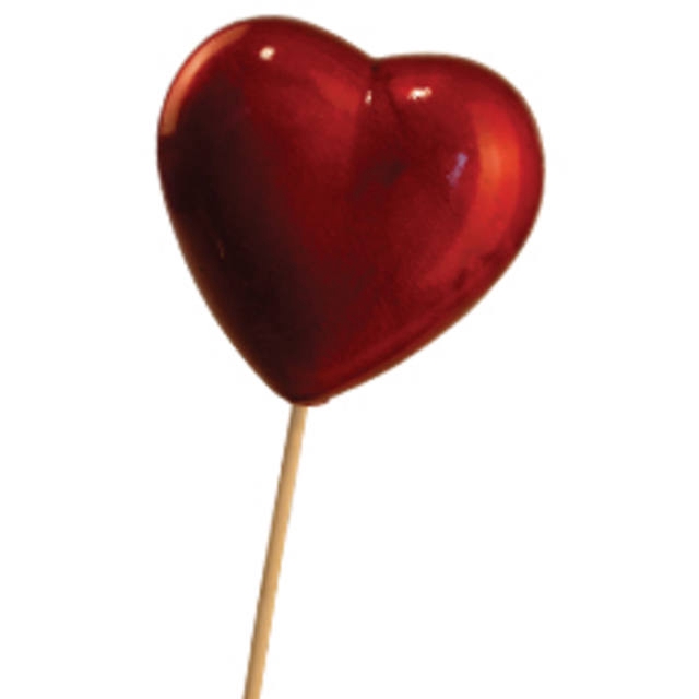 Pick Heart metallic 6x6cm+12cm stick red