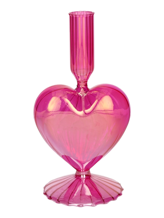 <h4>DF02-730703300 - Candle hldr Lovely 10x8.5x19.5 fuchsia+pearl</h4>