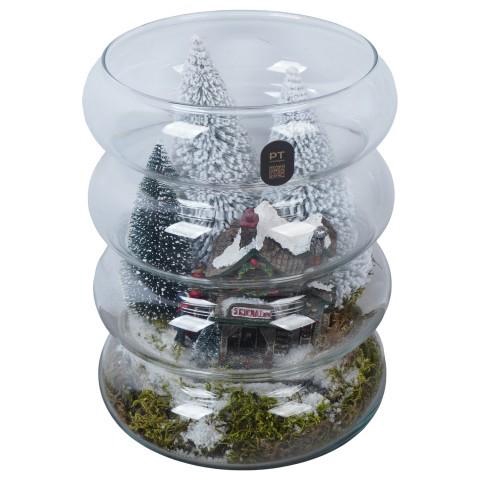 <h4>PTCV2110 Arrangement Christmas Village in glazen vaas</h4>