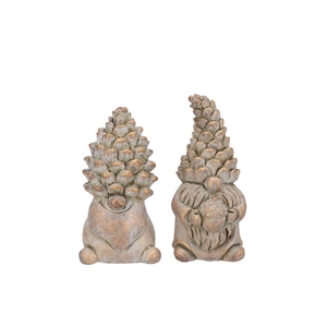 Concrete Golden Xmas Gnome Deco Ass 9x9x16cm