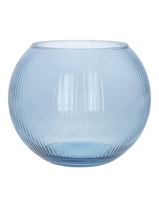 DF02-883918000 - Glass bowl Alverda Lines d12/19xh15.5 cool blue