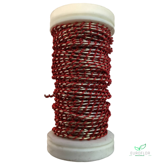 WIKKELDRAAD TWO TONE - ROOD rond SILVER - 100GR 10M