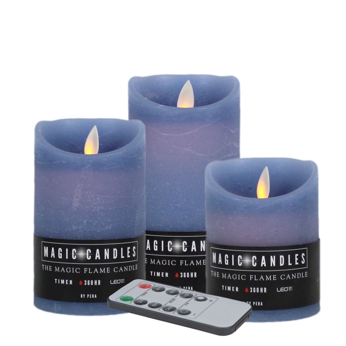 DF12-MB-20364 - Led candles remote set/3 iceblue