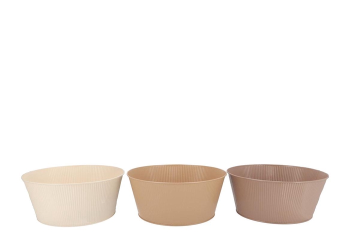 <h4>Zinc Natural Brown Mix Bowl Striped Ass 28x12x22cm</h4>