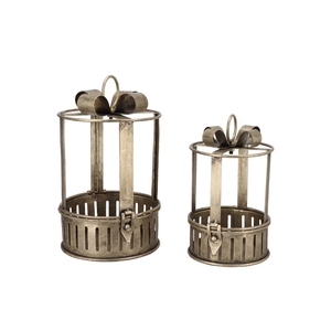 Kaya Gold Deco Bow Metal S/2 15x26/12x21cm