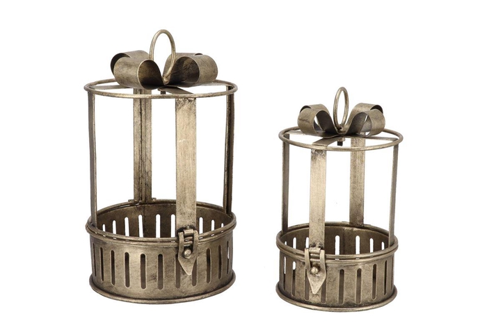 Kaya Gold Deco Bow Metal S/2 15x26/12x21cm
