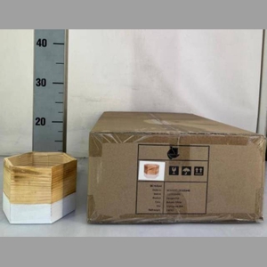 WOOD POT  6 KANTIG D13XH12