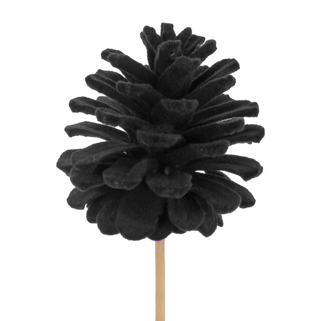 Pick pinecone flock 5-6cm+12cm stick black
