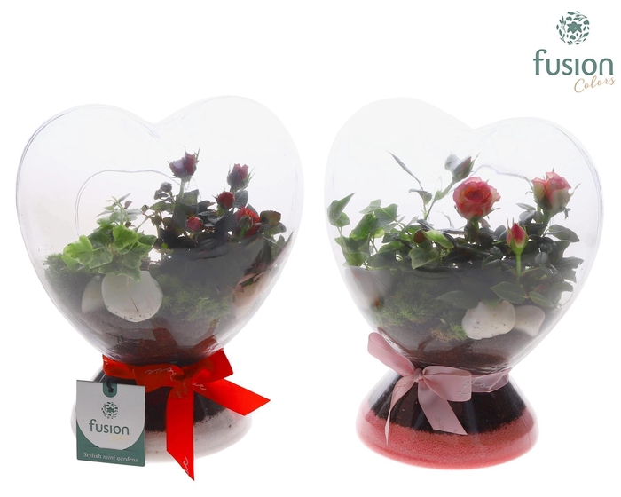 <h4>Green Bottle Glazen Hart met Arrangement</h4>