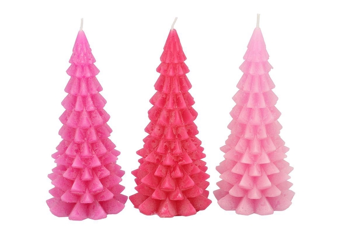 <h4>Candle Frosty X-mas Tree Jolly Pink Mix 9x20cm Ass</h4>