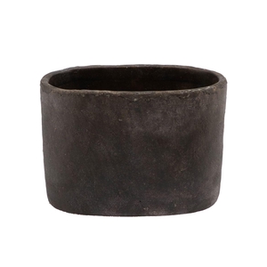 Iron Stone Grey Oval Pot 28x16x20cm