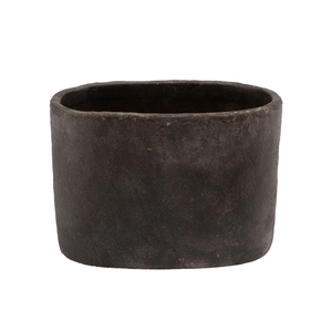 Iron Stone Grey Oval Pot 28x16x20cm