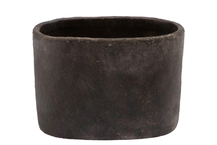 <h4>Iron Stone Grey Oval Pot 28x16x20cm</h4>