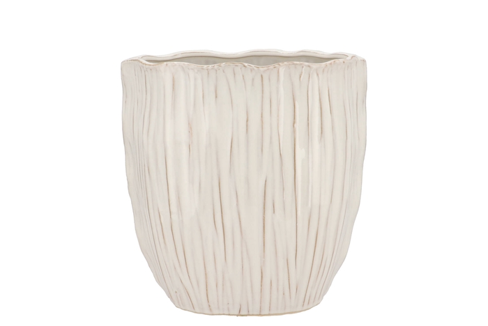Lima White Pot Oval 31x18x21cm