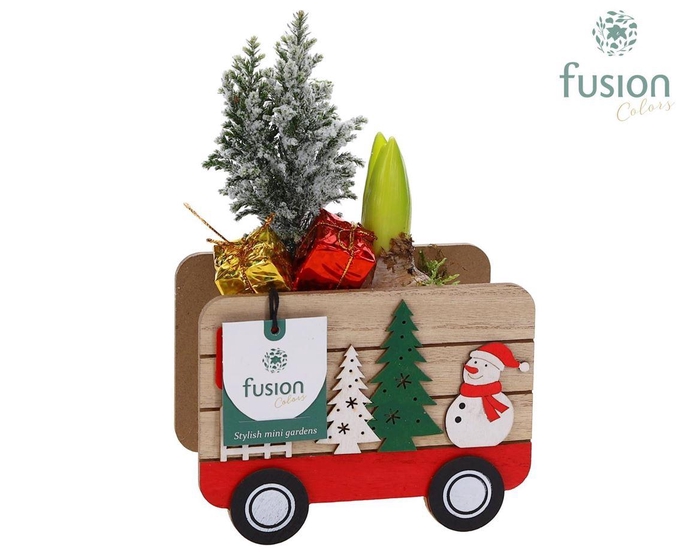 <h4>Arr Kerst Hout Autobus Met Arrangement</h4>