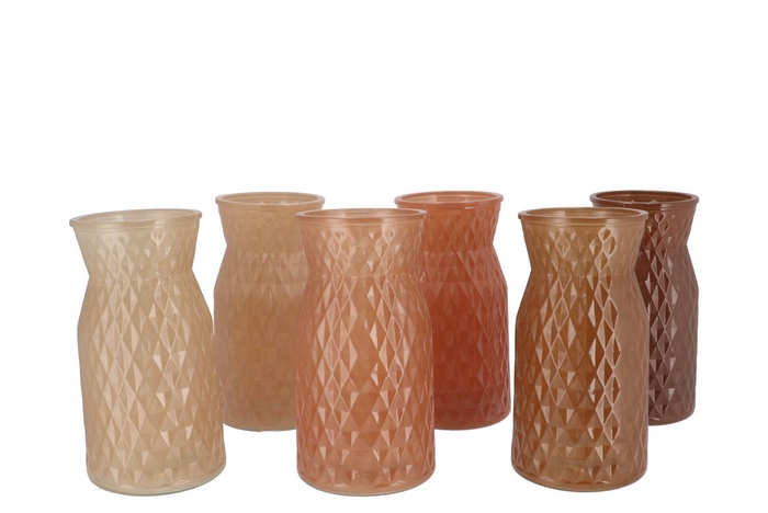 Diamond Brown Mix Vase Ass 12x20cm Nm