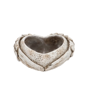 Concrete Heart Top Wings Planter Straight 24x22x8cm