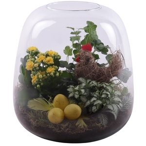 Easter Arr. Indoor Glass Vase Terrarium Round Ø23cm 3PP