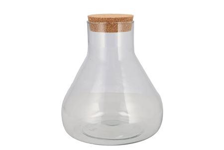 <h4>Glass Milk Bottle Roca Clear Cork 22x25cm Nm</h4>