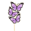 Pick butterfly Trio wood 8x5cm+50cm stick lilac
