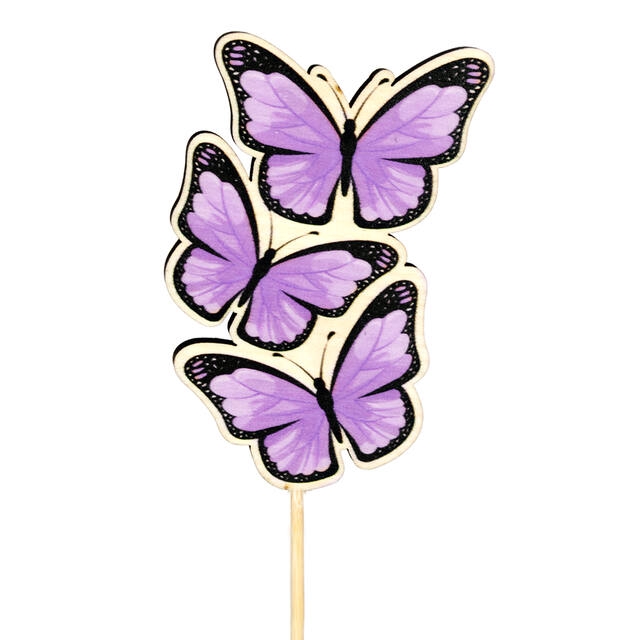 <h4>Pick butterfly Trio wood 8x5cm+12cm stick lilac</h4>