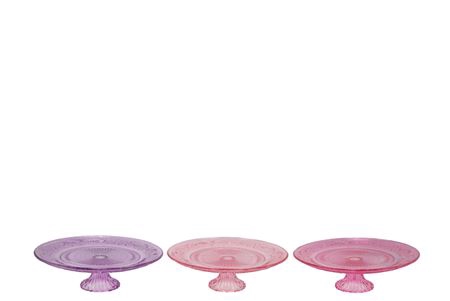 <h4>Dayah Pretty Pink Glass Plate On Foot 20x8cm Ass P</h4>