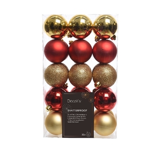 Christmas bauble Ball plastic  60mm x30 ass.