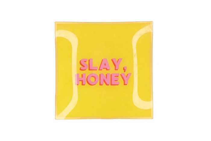 <h4>Plate Square Slay, Honey 18x18x2cm</h4>