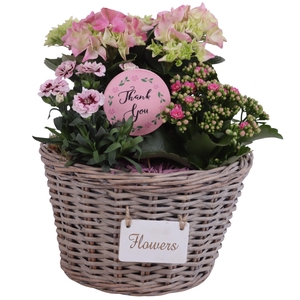 Mothersday Arr. Outdoor Willow Basket Flowersign Ø27cm 3PP