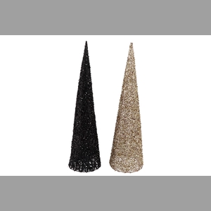 Sparkle Black/gold Cone Tree Led30 Ass 90x21x27cm