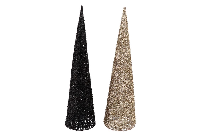 <h4>Sparkle Black/gold Cone Tree Led30 Ass 90x21x27cm</h4>