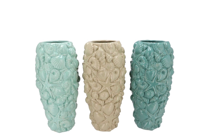 Vive Mint Mix Vase Shells Ass 18x18x31cm