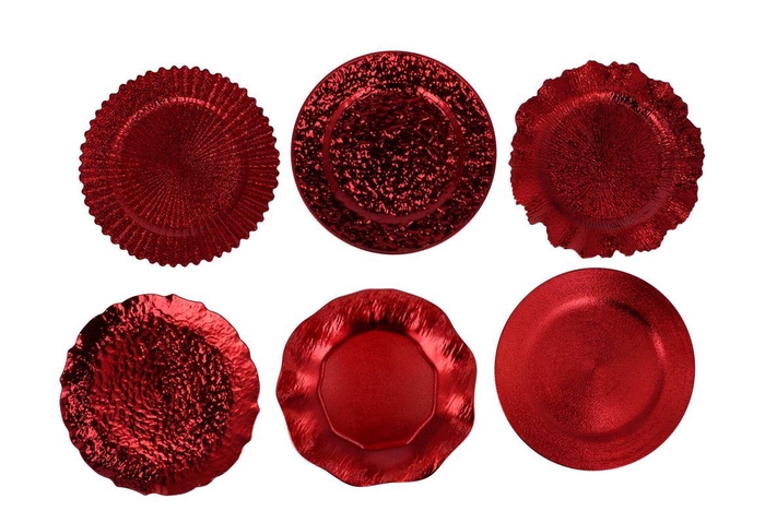 Melamine Red Plate Ass 33x33cm