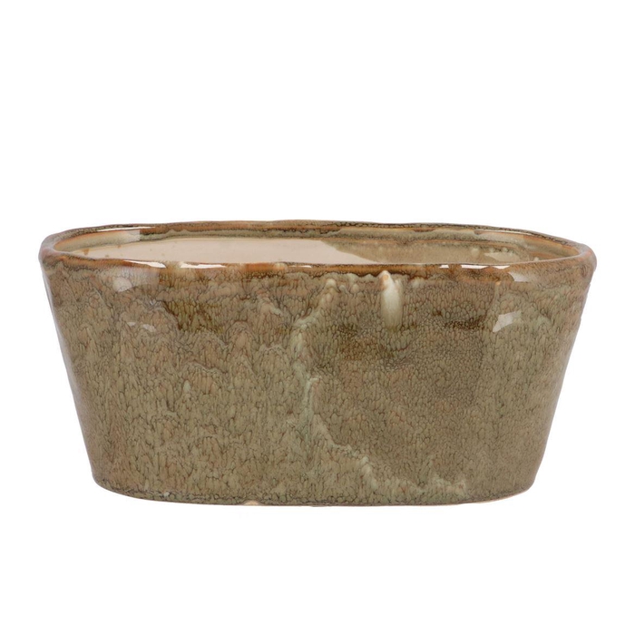 <h4>Iron Stone Sand Glazed Oval Pot 28x15x13cm</h4>