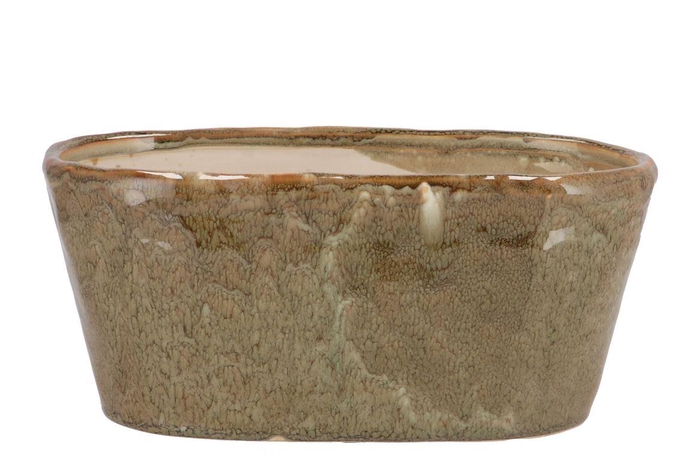 <h4>Iron Stone Sand Glazed Oval Pot 28x15x13cm</h4>