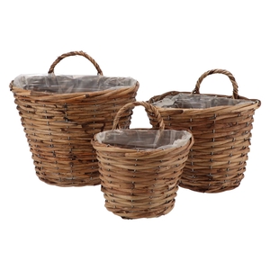 Rattan Basket Wall Hanger 3pcs 30x25x25cm Nm