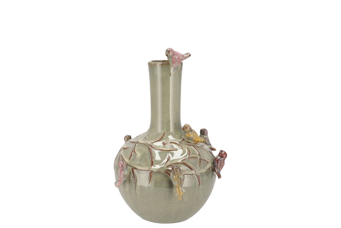 <h4>Bird Vase Moss Green Tube 16x17cm Nm</h4>